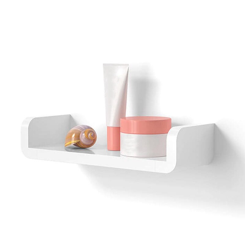 Bathroom Floating Shelf U Shape Suction Wall Rack Storage Organizer Self Adhesive [No Drilling Installation]
