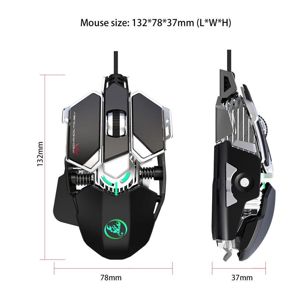 Gaming Mouse 9 Buttons 800-1600-6400 DPI USB Wired Computer Mouse Gamer With LED Backlight Mouse For PC Laptop