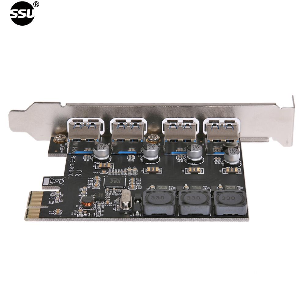 SSU U3V04S+ 4 Port USB 3.0 PCIe Expansion Card PCI Express USB Hub Adapter