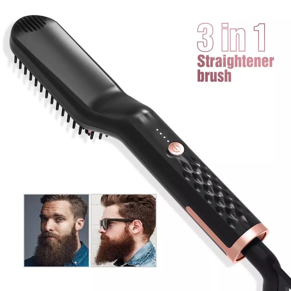 Men Beard Straightener Ceramic Hair Straighteners Multifunctional Hair Brush Curling Iron Straightening Comb Quick Hair Styler