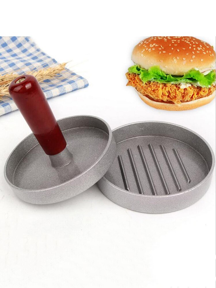 Rund form hamburger trykk patties maker form patty kjøtt burger trykk gjør hamburger burgere trehåndtak kjøkken kjøttverktøy: Stil 1