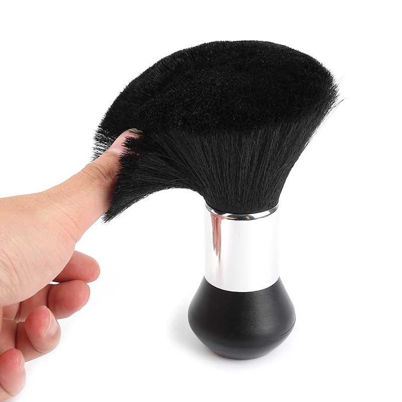Brochas duraderas de Limpieza del cabello rota para barbería, cepillo de polvo de fibra de plástico para corte de pelo, herramientas de modelado de cabello, color negro