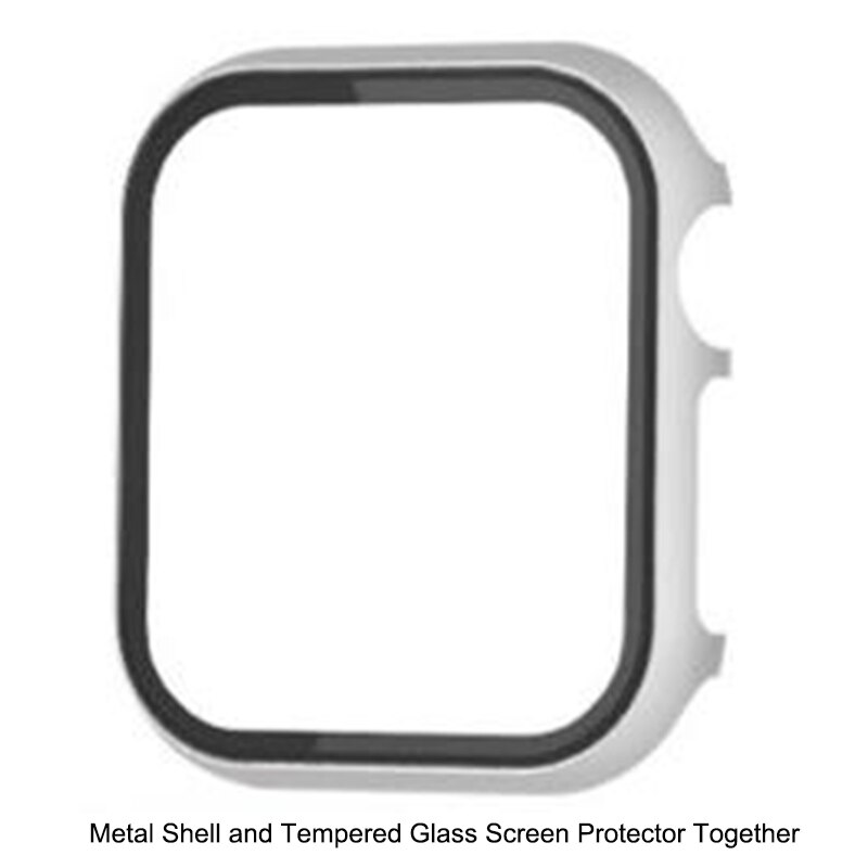 Alpq hoesje voor apple watch 38mm 40mm 42mm 44mm metalen behuizing gehard glas volledige beschermfolie voor apple watch 4 3 2 1 hoesje