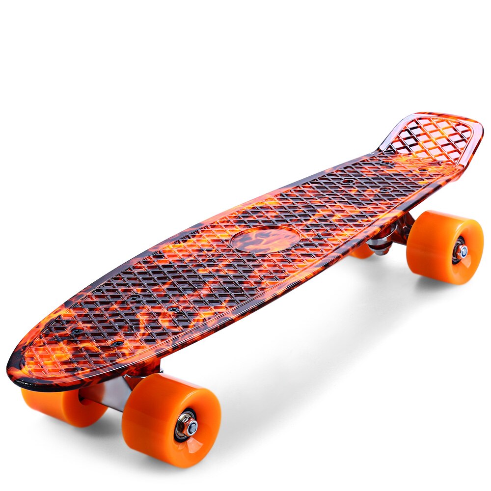 CL-78 Vier Wielen Afdrukken Vlam Patroon Skateboard Compleet 22 Inch Retro Cruiser Longboard: Default Title