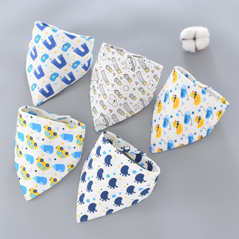 Babador de algodão para bebês, avental de alimentação com estampa de desenho animado para bebês: Baby Bibs - 16