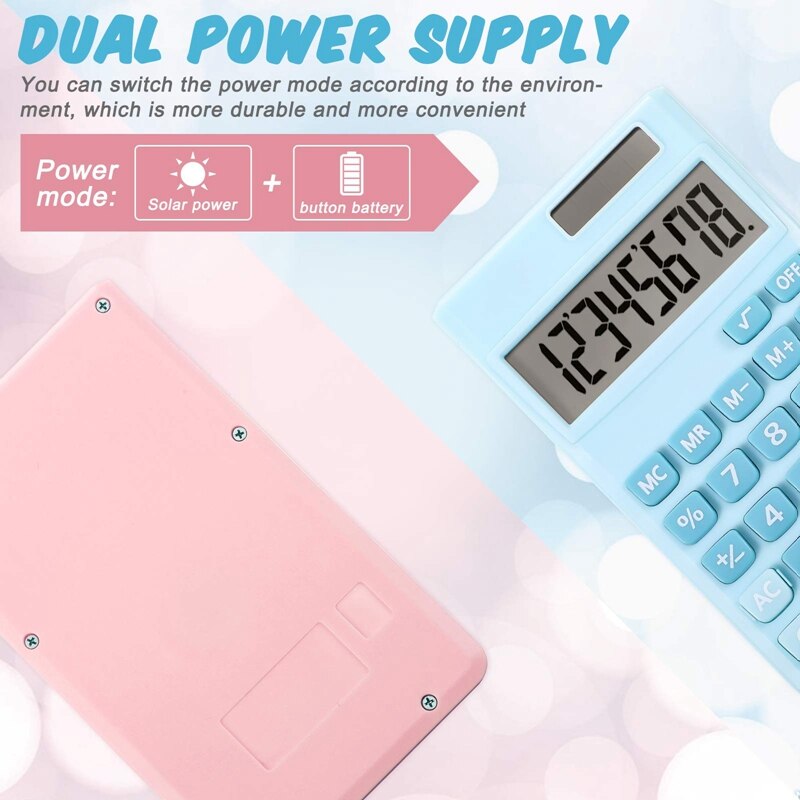 Calculators Mini Digital Desktop Calculator with 8-Digit LCD Display, Battery Solar Power Smart Calculator Pocket Size