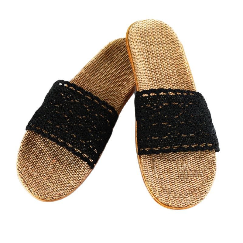 Suihyung mulher chinelos de linho 2021 novo verão cinto de renda sapatos interiores macio antiderrapante flip flops senhoras casual slides sandálias de linho