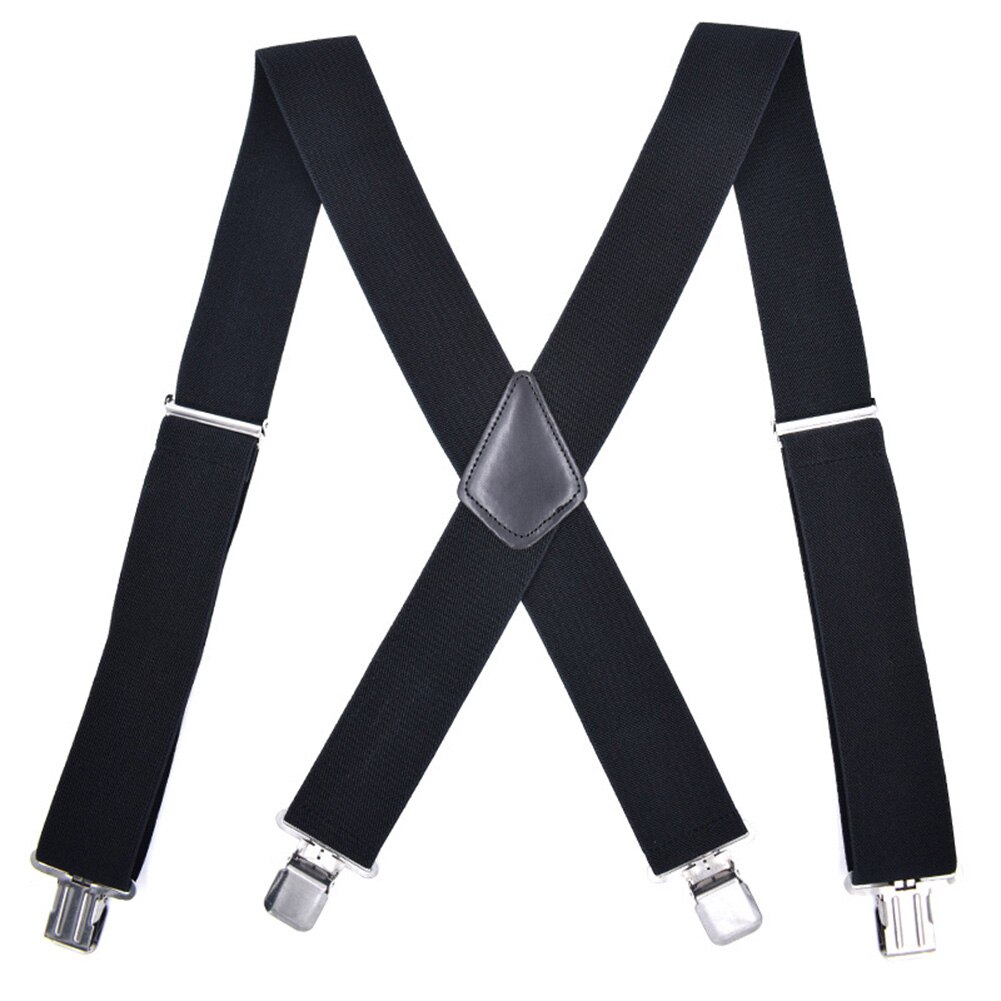 SALES! Adjustable Men Elastic Clip-ons X-Back Suspender Pants Wide Band Braces Strap: Default Title