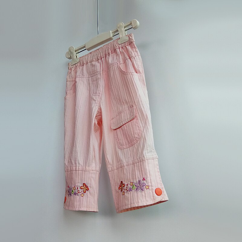 2-6 anni pantaloncini di cotone estivi per ragazze pantaloni da spiaggia per bambini pantaloncini Casual per bambini tinta unita elast alla moda ricamato per bambini
