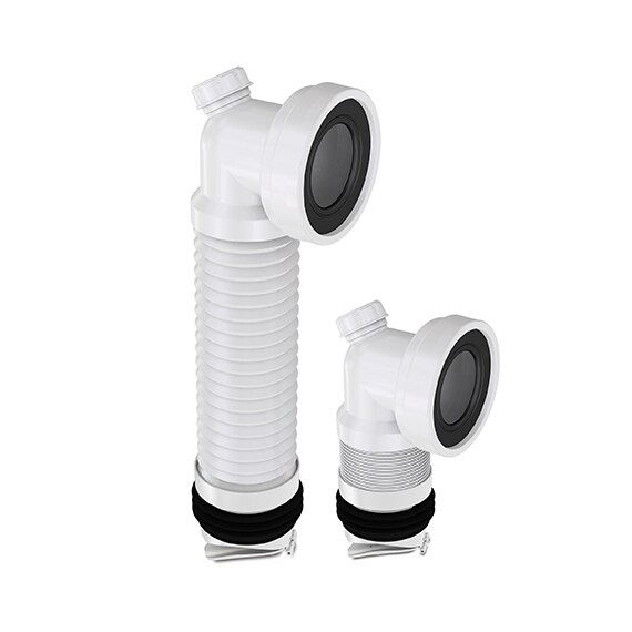 EXTENDABLE WC PAN ELBOW CONNECTOR 100/460 MM WITH ANTI CROSS-FLOW AND RODENT BARRIER VALVE Ø40 INSPECTION INLET