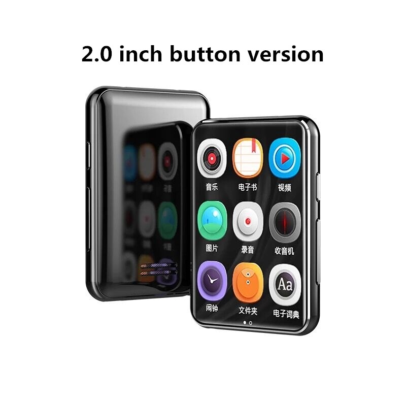 NBX-reproductor Mp3 con Bluetooth y altavoz, reproductor de música con pantalla táctil, 4GB de RAM, Mini Walkman portátil de Metal HiFi con grabación de Radio: 2.0button / 32 MB