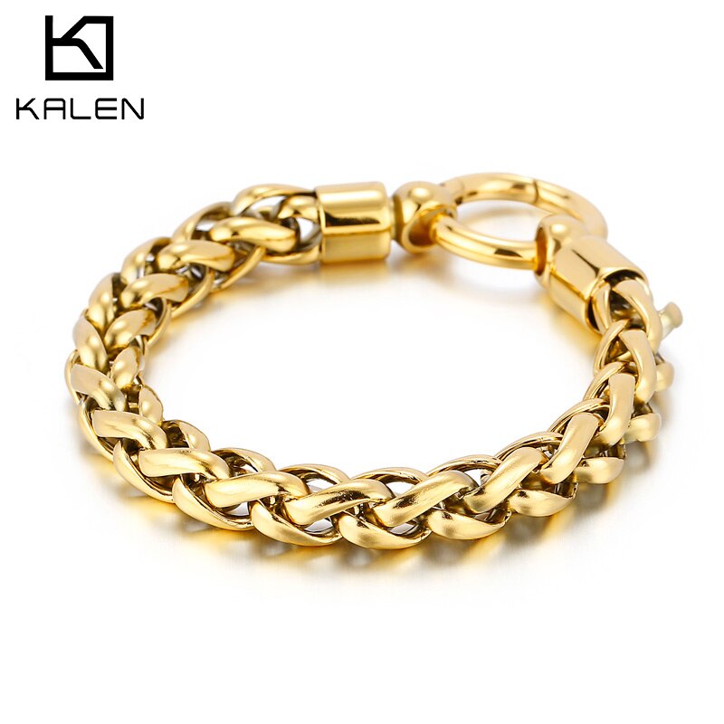 Kalen 316L Rvs Singapore Twisted Keten Heren 210Mm Eenvoudige Lente Sluiting Armband Sieraden Accessoires