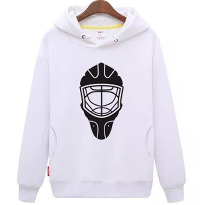 Cool Hockey goedkope unisex wit hockey truien Sweater met een hockey masker voor mannen & vrouwen