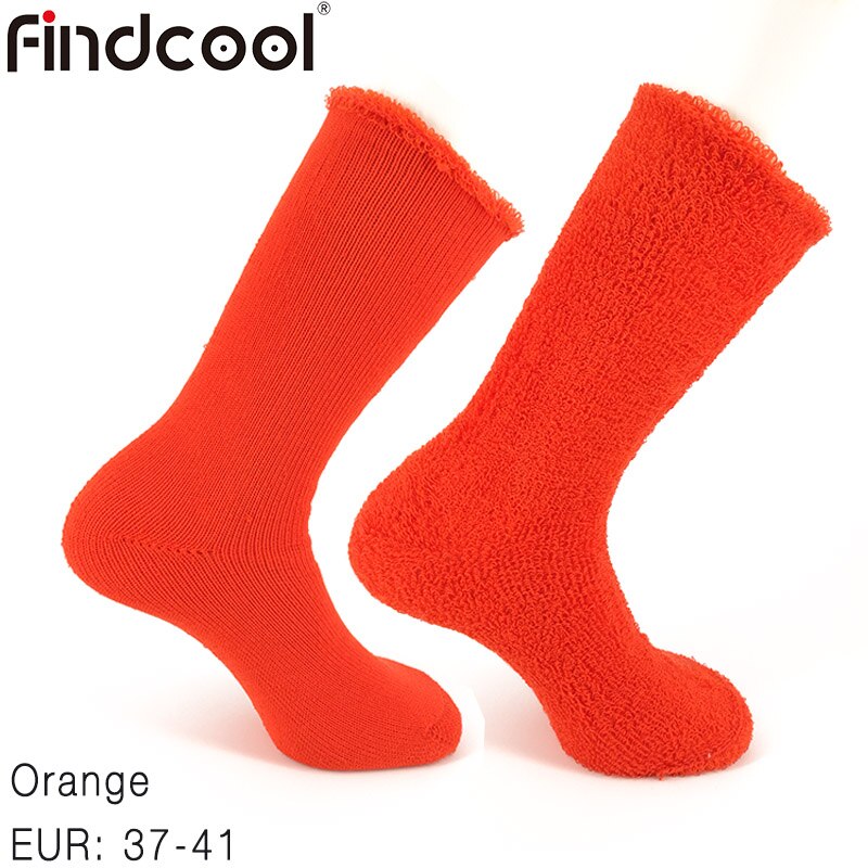 Findcool merinould tykke sokker til mænd og kvinder vinterklatring vandring skistrømper udendørs fiskeri skateboarding sokker: Orange eur 37-41