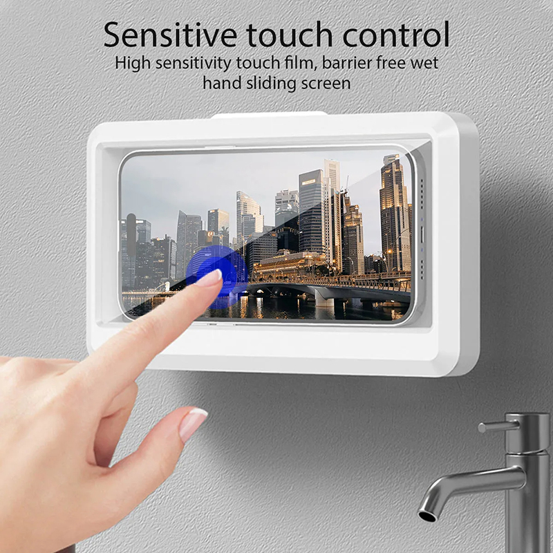 Badkamer waterdichte telefoonhouder thuis muur telefoonhoes standaard zelfklevend touchscreen draaibare telefoonbeugel doucheafdichting