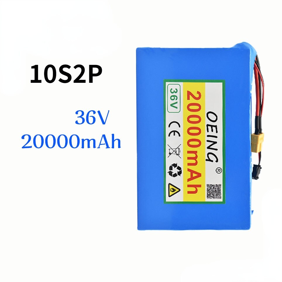 10S2P 36V 20Ah 450Watt 18650 Lithium ion battery pack For Scooter skateboard ebike electric bicycle 42V 37V 35E XT60 SM 2P