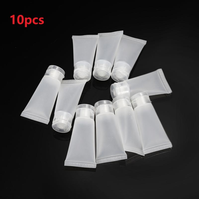 10pcs 15ML Makeup Squeeze Container Refillable Bottles Cosmetic Facial Cleanser Tube Empty Emulsion Hand Cream Hosepipe Bottle