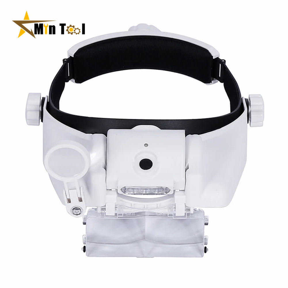 Usb genopladelig brillelup urmager brilleforstørrelsesglas led pandebåndsforstørrelsesglas 1.5x 2x 2.5x 3x 3.5x 8 reparationsværktøj