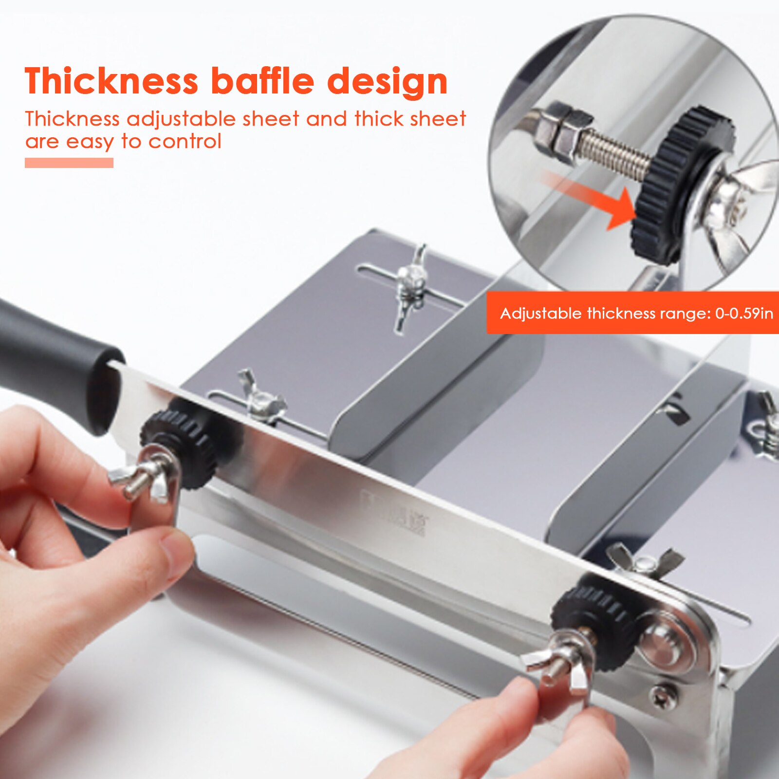 Manual Frozen Meat Slicer Stainless Steel Beef Bacon Meat Cutting Machine Can Adjustable Slice Thickness With Food Tray Dripship