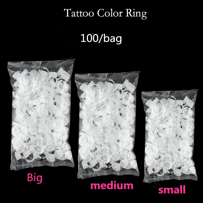 100 stk engangs permanent makeup ring uden skillevæg tatovering blæk kop pigment holder kop til tatovering body art s/m/l tatovering forsyninger