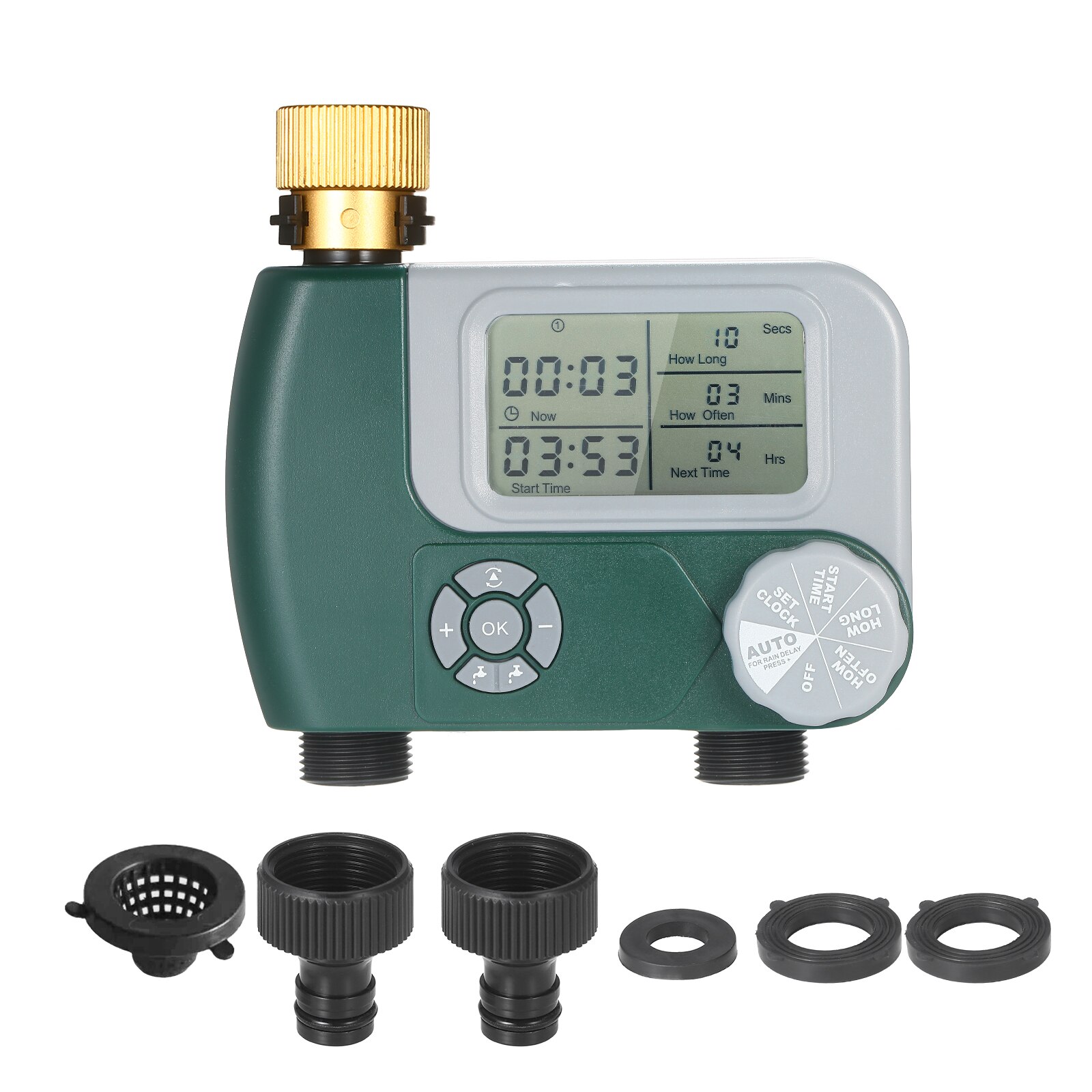 Digital slang kran timer utomhus batteridriven automatisk bevattning sprinklersystem bevattning controller med 2 uttag: Set 1 us plugg