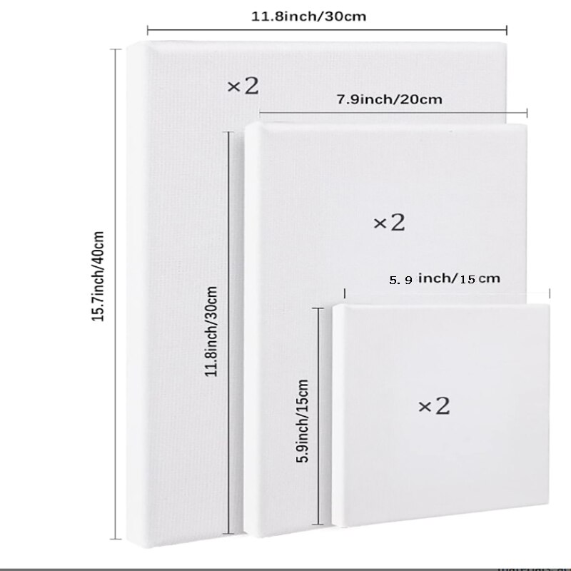 6 Pieces Artist Blank Canvas Assorted Size Stretcher Acrylic Oil Water Painting Board Blank Painting Panels Blank Artis: Default Title