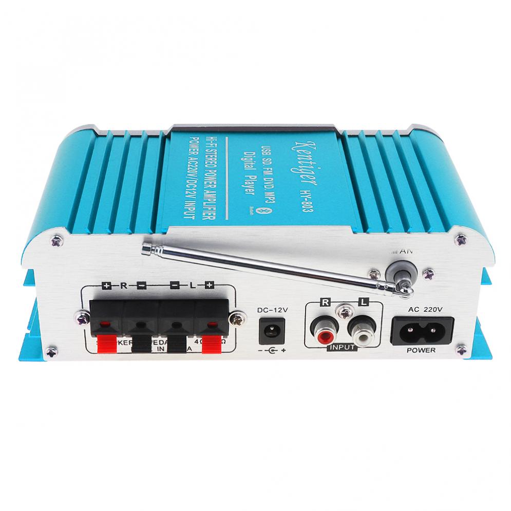 AMPLIFICADOR DE POTENCIA DE Audio para coche, reproductor de Radio FM con Bluetooth, HI-FI, 2 canales, DC12V, compatible con entrada SD / USB / DVD/MP3, para motocicleta y hogar