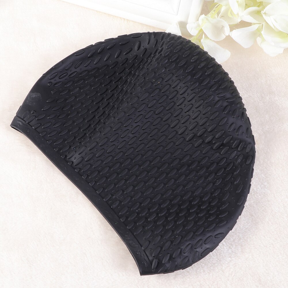 Swimming Cap Hat Water Pattern Waterproof Silicone Nontoxic Swimming Cap Hat Men Women Girls Boys Sporty Bathing Cap(Black)