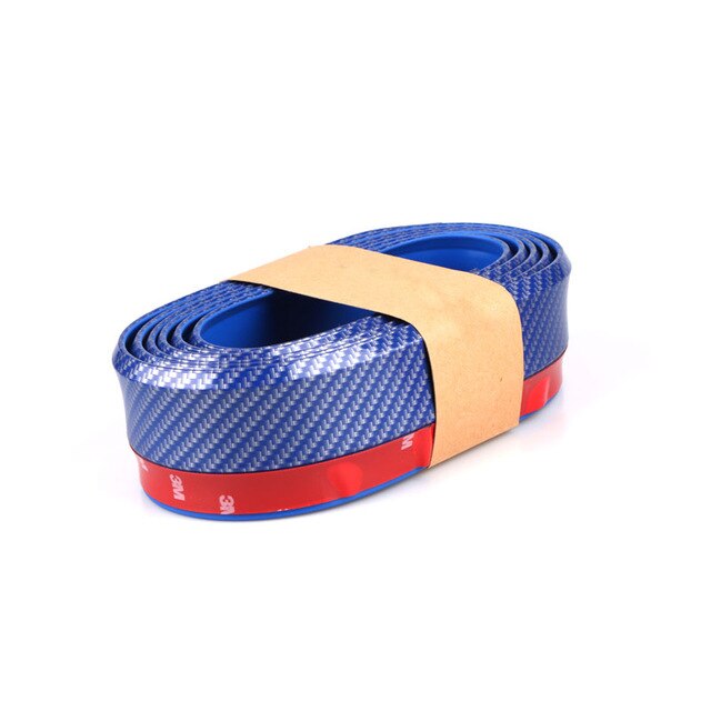 2.5m Car Bumper Lip Strip Protectors Splitter Body Kits Spoiler Bumpers Car Door Bumper Carbon Fiber Rubber Lip 65mm Width Strip: carbon fiber blue