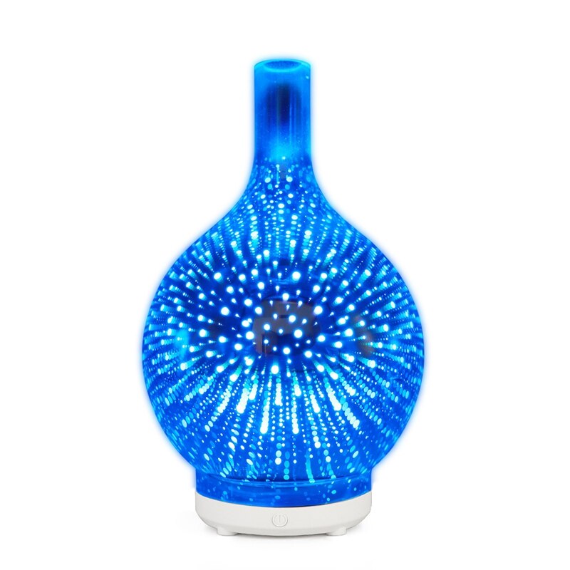 3d vuurwerk glazen usb luchtbevochtigers met 7 kleuren led nachtlampje aroma etherische olie diffuser koele mistmaker voor thuiskantoor