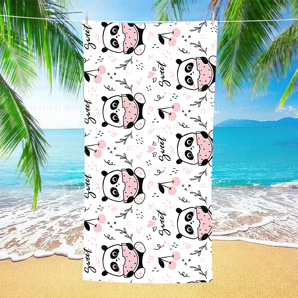 Panda syö vesimelonia söpö kuvio rantapyyhe nopeasti kuivuva pyyhe matkapyyhe urheilupyyhe rantapyyhe hiekkaa kestävä pehmeä kevyt pyyhe