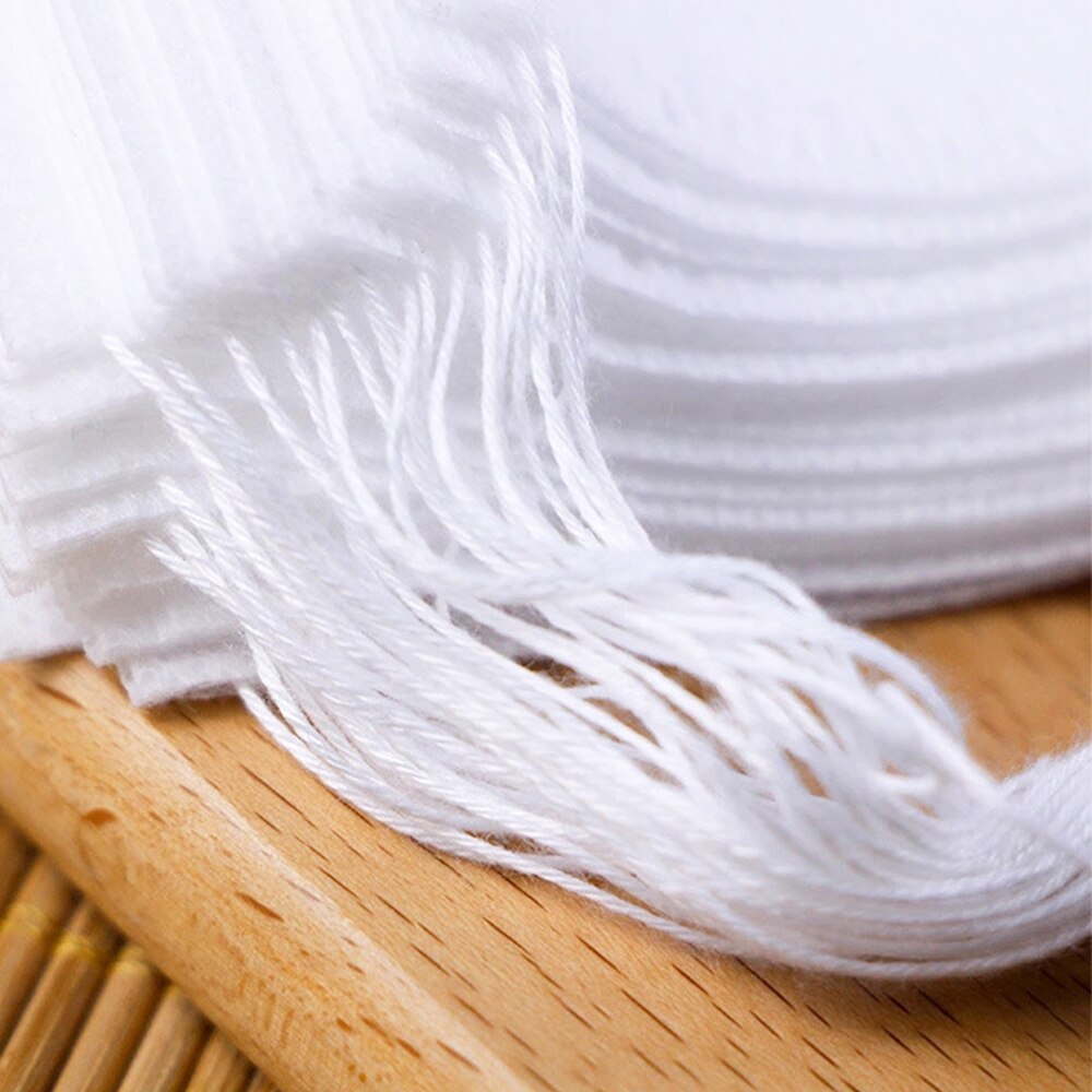 Sachet de thé en tissu Non tissé, 100 pièces, avec ficelle, thermoscellé, infuseur à thé, filtre à café et à épices, passoire, outil de brassage de bière en maille