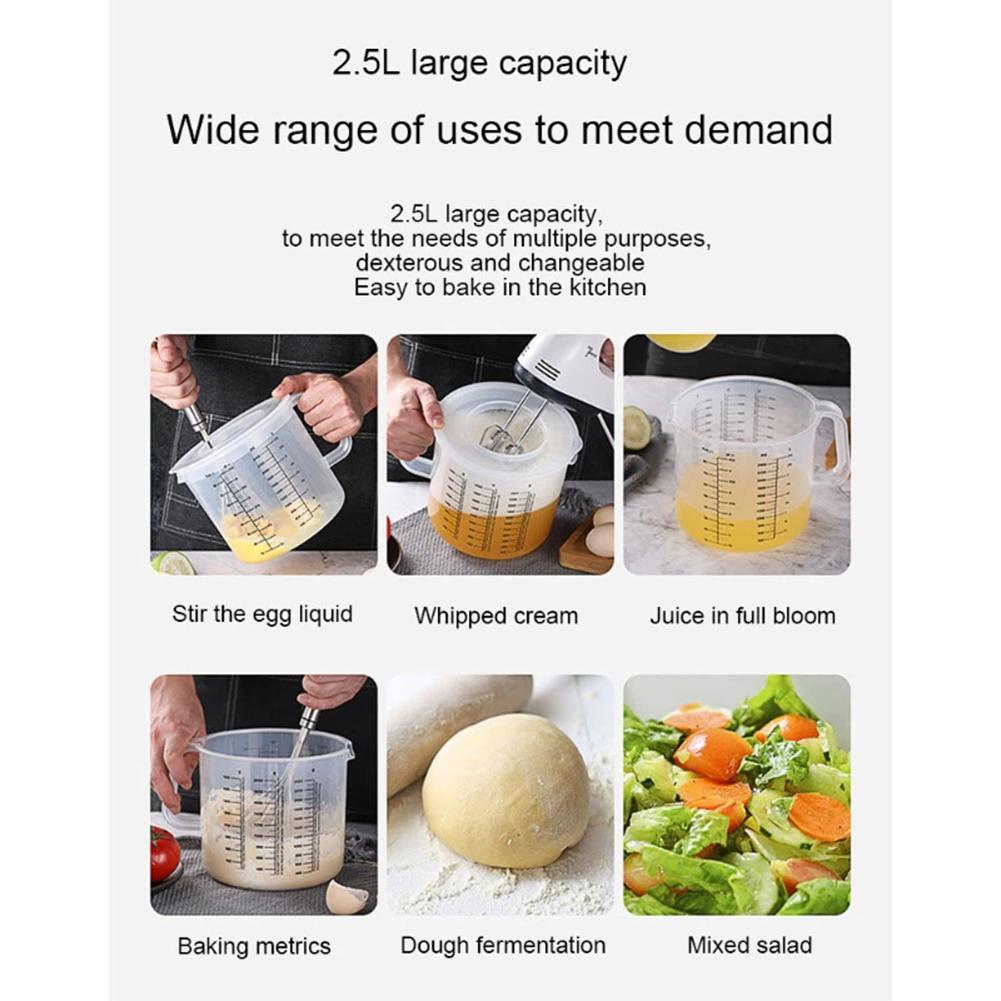 2.5l Baking Measuring Cup Transparent Home Scale Mixing Bowl With Lid Kitchen Tools