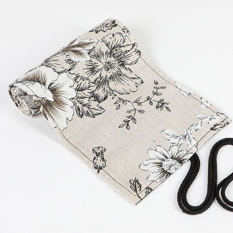 Pæon 12/24/36/48/72 huller lærred rullepen gardin blyant taske sag makeup wrap