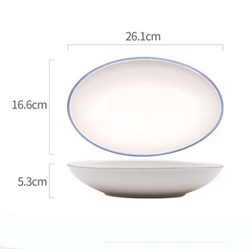 FANCITY Oval Long Fish Plate Household Steamed Fish Plate Nordic Commercial Restaurant Ceramic Japanese Large Dish Deep