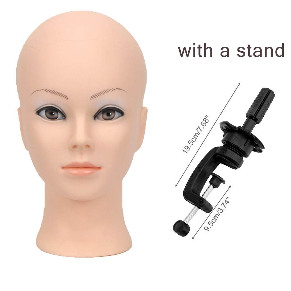 3d øjne kosmetologi skaldet paryk stativ blød pc kvindelig dukke mannequin hoved til parykker gør paryk display hat display briller display: Med mini stativ