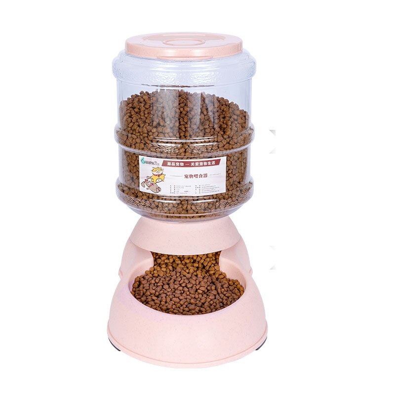 3.75l Automatic Food Water Pet Feeder Plastic Dog Food Bowl Water Dispenser For Dog Cat Dog Drinker: Feeder pink