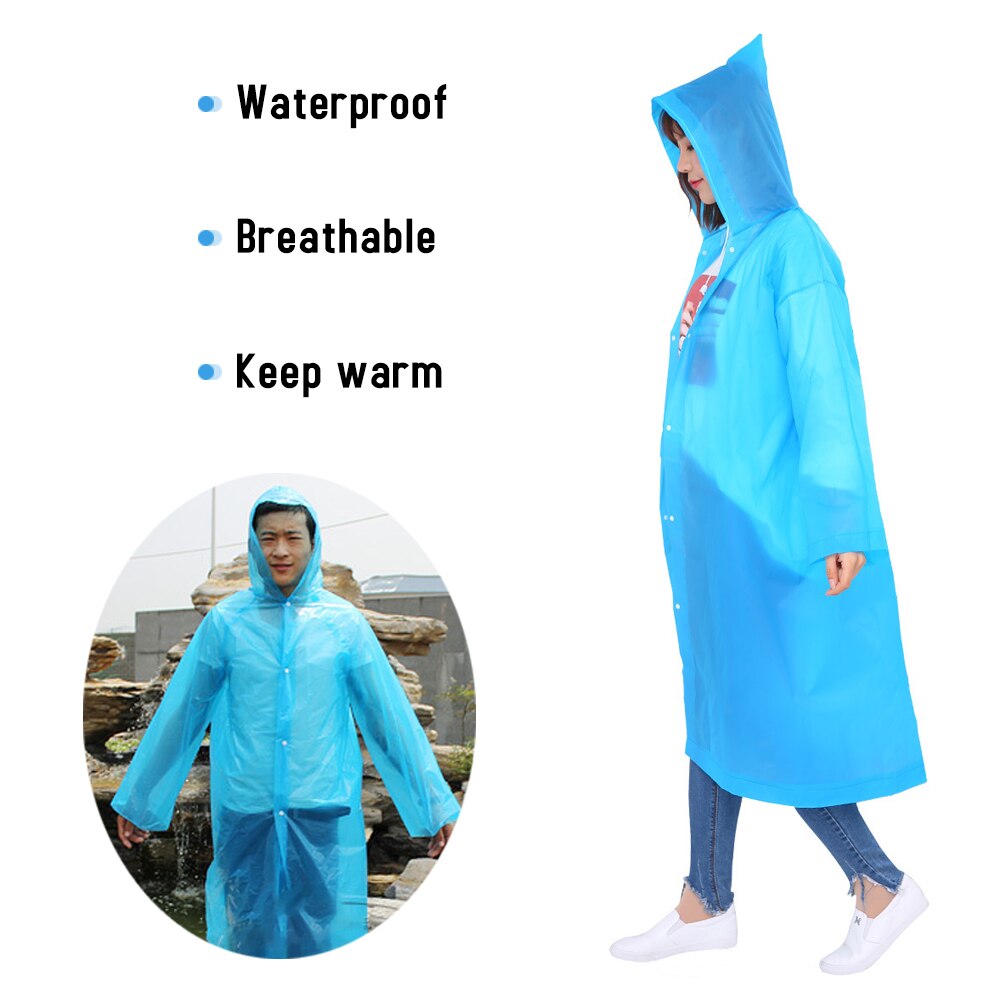Nuovo Universale Usa E Getta Impermeabile Adulto Impermeabile di Emergenza Cappuccio poncho di Campeggio di Viaggio Cappotto di Pioggia Trasparente Impermeabili Vestito