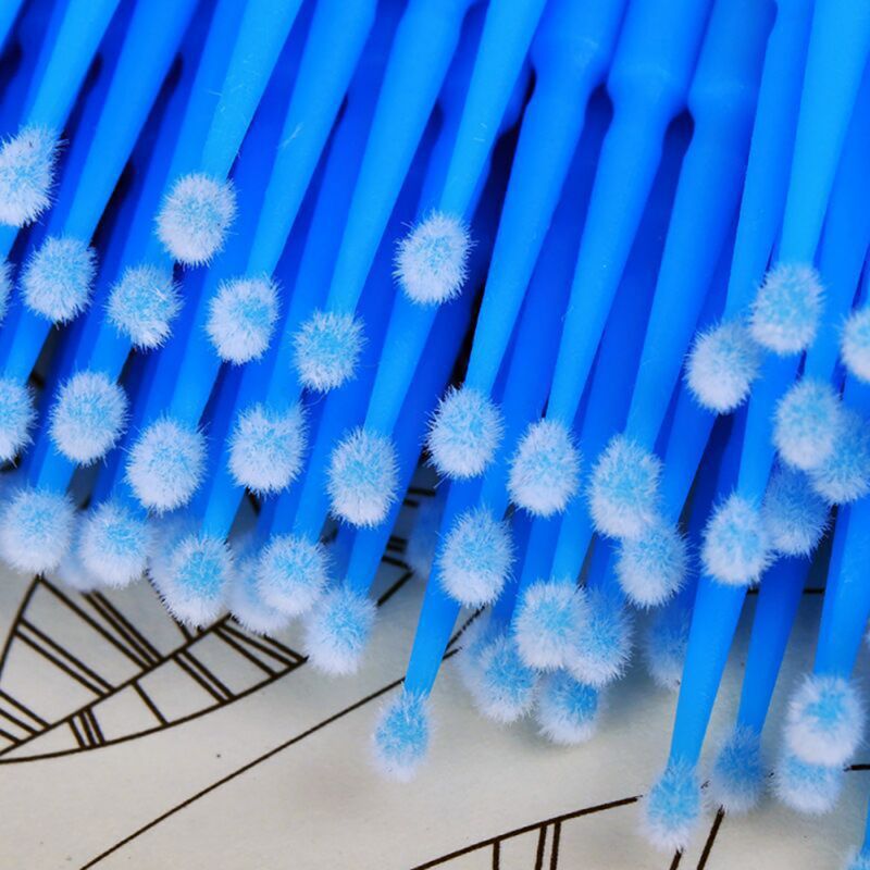100pcs 2.5mm Disposable Micro Applicator For Automotive Paint Chip Repair Car Gap Cleaning Blue
