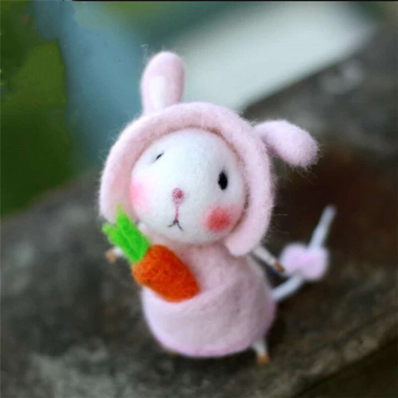 DIY pequeño ratón de lana, manualidad de fieltro sin terminar, Kit de herramientas para manualidades, Material de aguja, hecho a mano: style 2