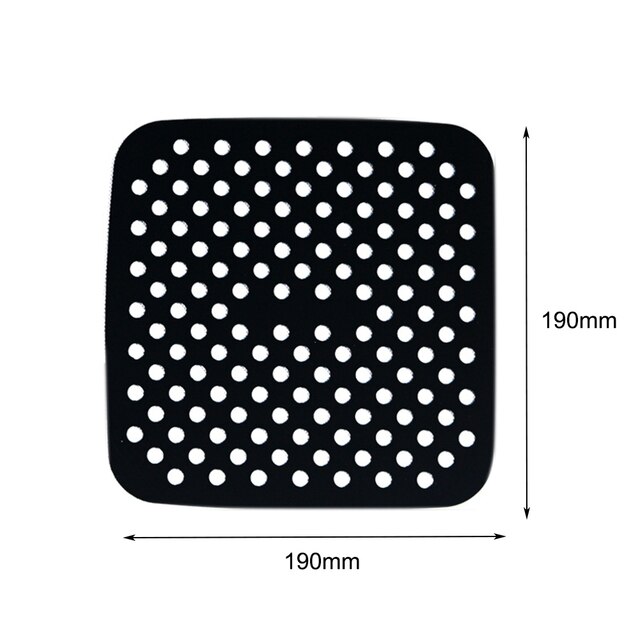 Air Fryer Pads Silicone Steamer Liners Paper Mold Air Fryer Parts Crisper Plate Airfryer Reused To Prevent Food Sticking Tool: 7.5 in Black Square