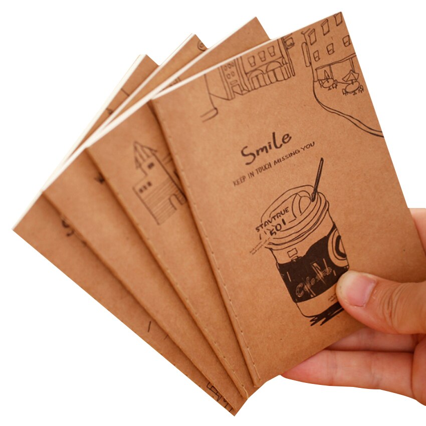 4 unidades/lote de libreta Vintage coreana, libreta pequeña con sonrisa de dibujos animados, cuadernos Retro para ejercicios, suministros escolares y de oficina