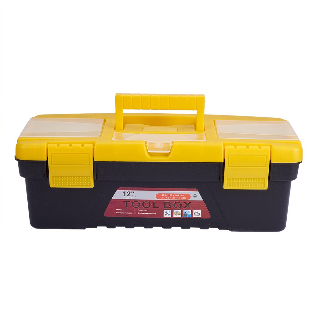 12" Plastic Tool Storage Box with Tote Tray Tool Chest Cabinet Toolbox Organiser 1pcs