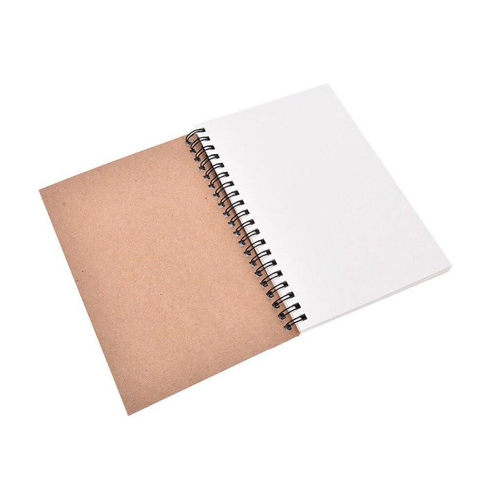 Retro Spiral Bound Coil Sketch Book Blank Paper Art Graffiti Notebook Stationery: Kraft  white paper