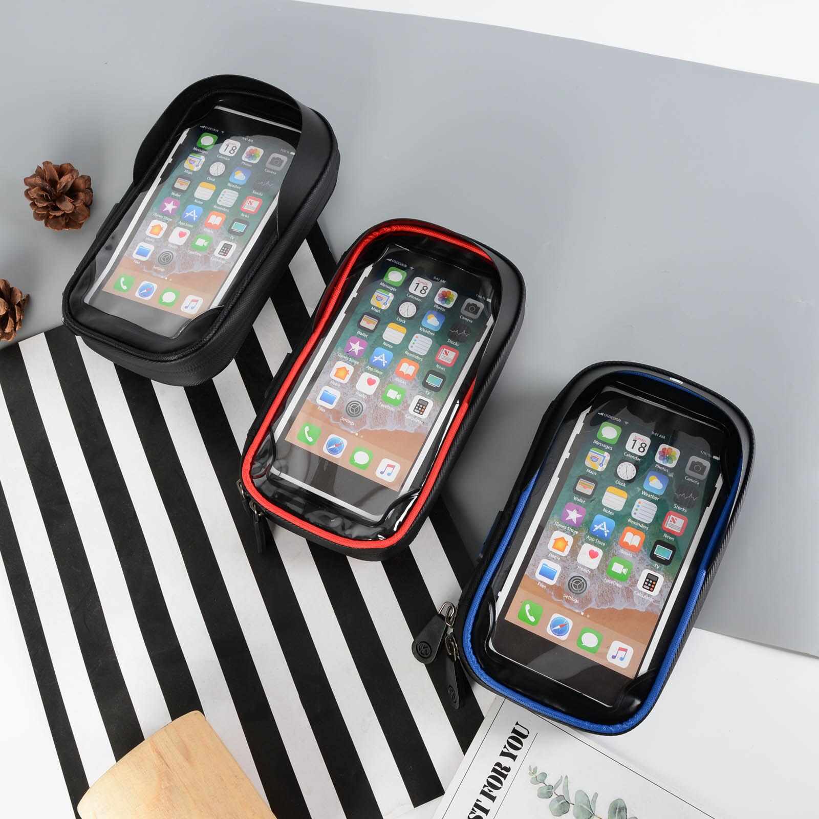 6.4 Cal góry uchwyt na telefon rowerowy stojak wodoodporny uchwyt robić kierownicy rowerowej torba uniwersalna telefon ekran dotykowy podstawka strąk telefon