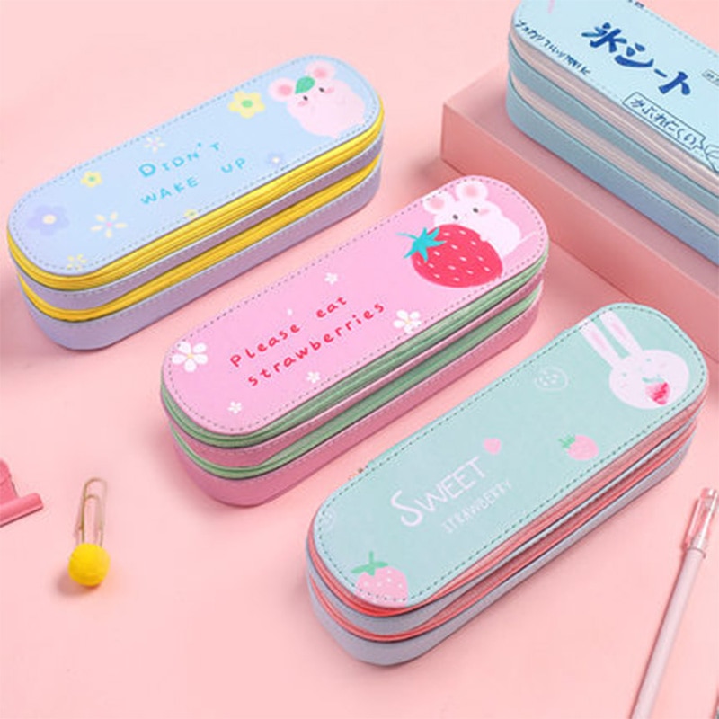 double Pencil CaseLarge Capacity School Pen Case Supplies Pencil Bag School Box Pencils Pouch Stationery