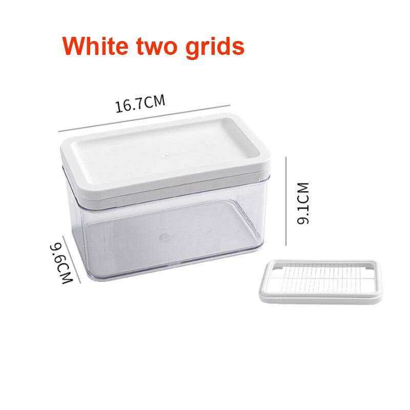 1 Pcs Botervloot Met Deksel Huishoudelijke Bakken Rvs Boter Cutter Keuken Kaas Opbergdoos Boter Separator Slicer Doos: White two grids