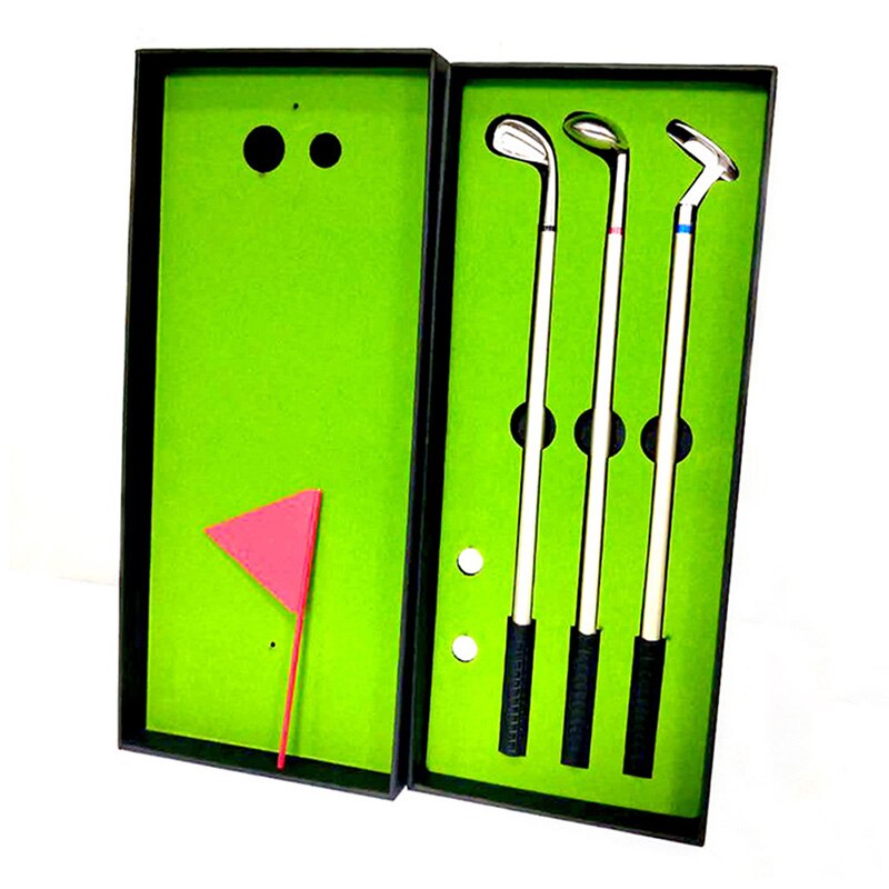Golf Pen Set Mini Desktop Golf Ball Pen Set with Flag Ballpoint Pens 2 Balls ED889