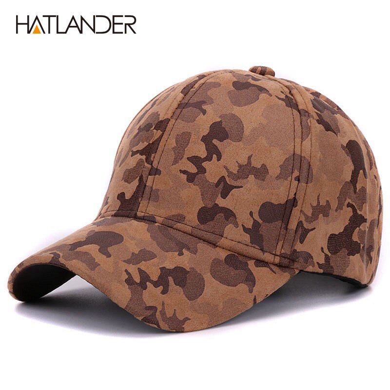 [hatlander]brand ruskind camouflage baseball kasketter til kvinder herre udendørs hatte vinter snapback bone gorras bomuld camo kasketter unisex: Lysebrun