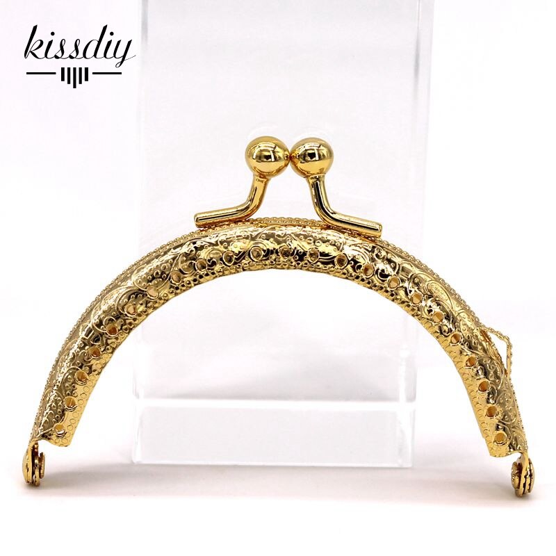 KISSDIY 10 pcs/lot 8.5cm 5 Color mix Metal Purse Frame kiss clasp Handle for Bag Sewing Craft Tailor Sewer bag accessory: Gold